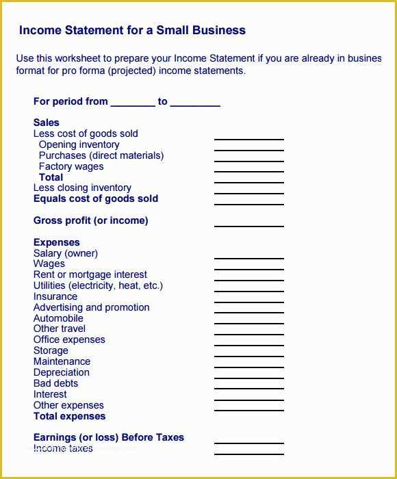 Small Business Profit and Loss Template Free Of 10 Sample In E Statements