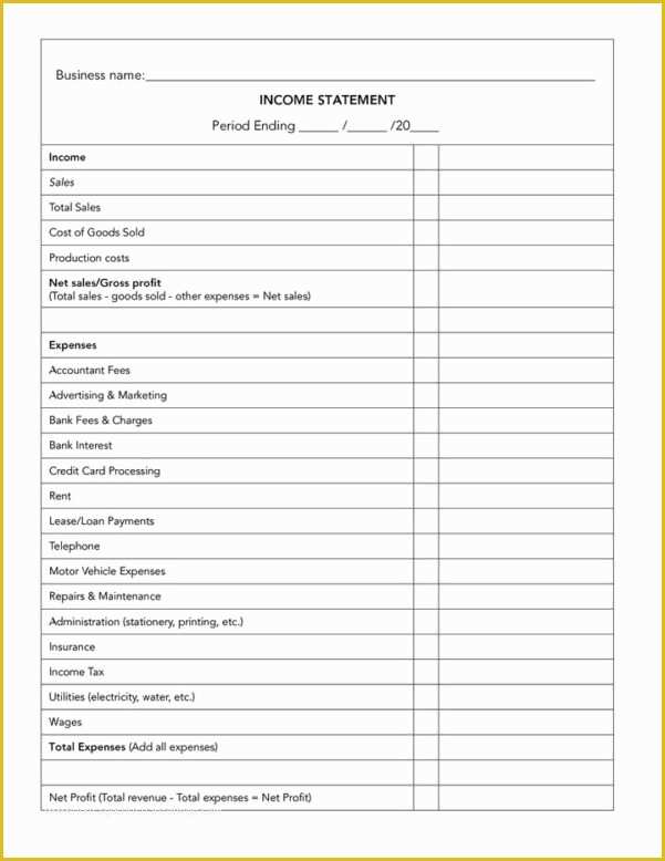 Small Business Profit and Loss Template Free Of Balance Sheet Template Profit and Loss Statement Template