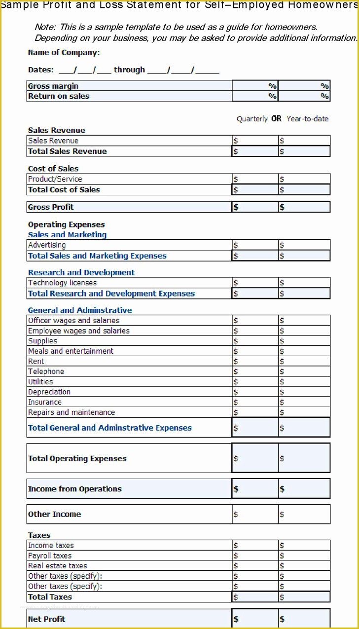 Small Business Profit and Loss Template Free Of Free Profit and Loss Spreadsheet Statement