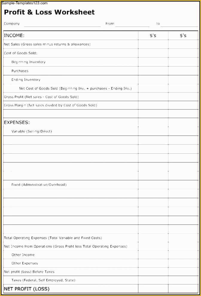 Small Business Profit and Loss Template Free Of Simple Profitoss Spreadsheet and Template Profit Loss for