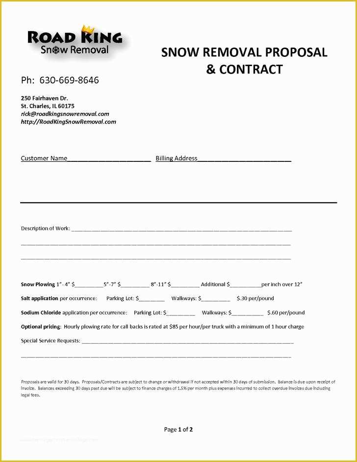 Snow Removal Contract Template Free Of Snow Plowing Contract Template 7 ...