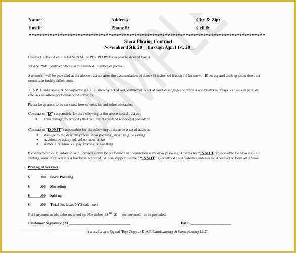 Snow Removal Contract Template Free Of 20 Snow Plowing Contract Templates Google Docs Pdf