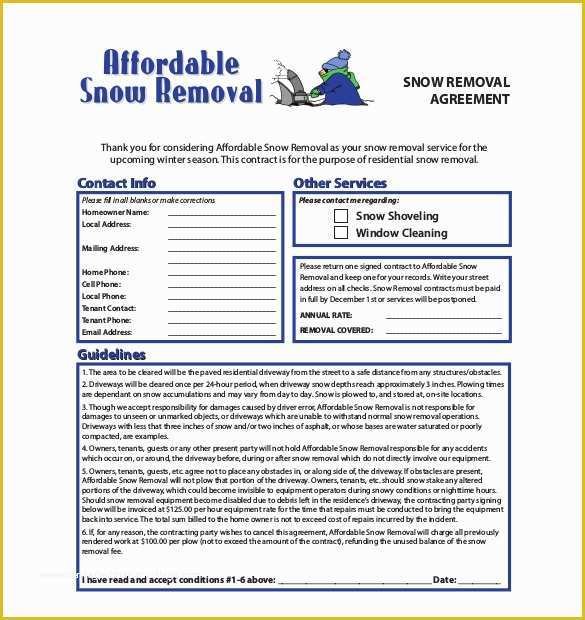 Snow Removal Contract Template Free Of 20 Snow Plowing Contract Templates Google Docs Pdf