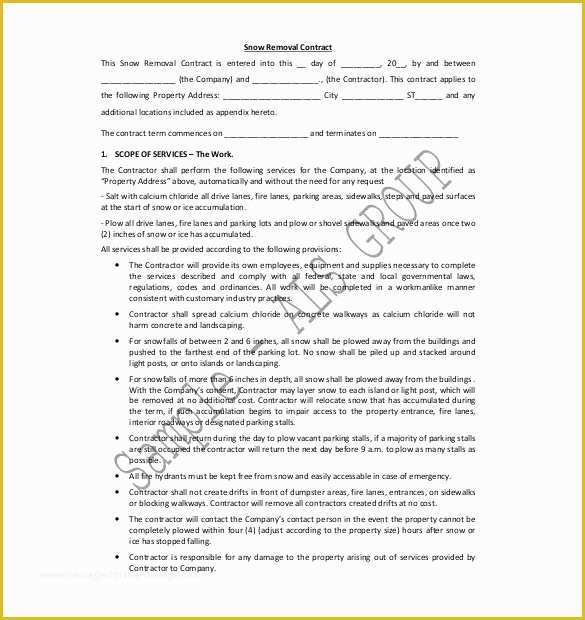 Snow Removal Contract Template Free Of 20 Snow Plowing Contract Templates Google Docs Pdf