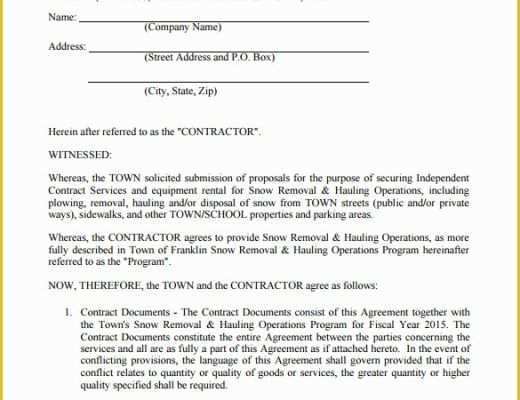 Snow Removal Contract Template Free Of 20 Snow Plowing Contract Templates Google Docs Pdf