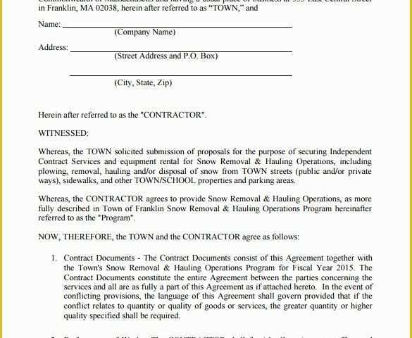 Snow Removal Contract Template Free Of 20 Snow Plowing Contract Templates Google Docs Pdf