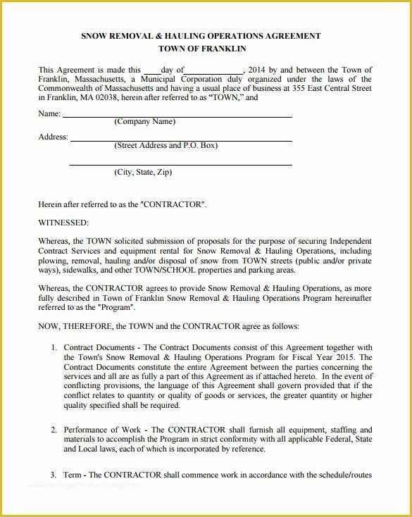37 Snow Removal Contract Template Free