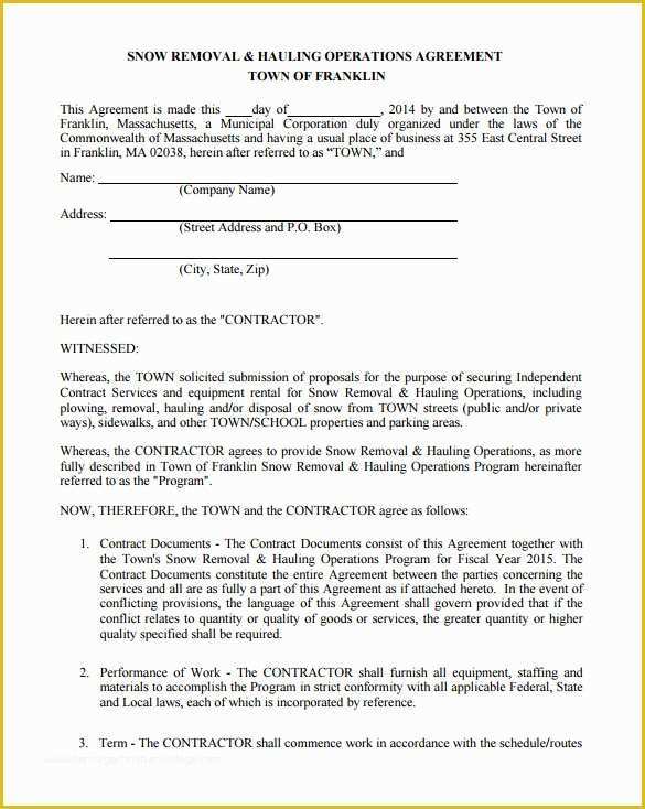37 Snow Removal Contract Template Free