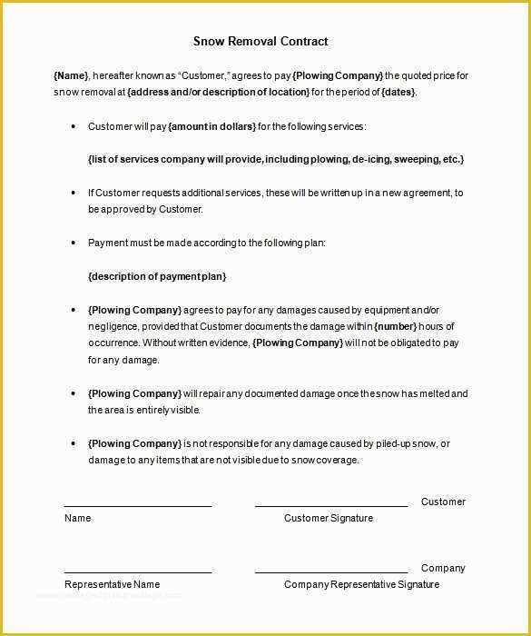 Snow Removal Contract Template Free Of Free Snow Removal Contract Templates Invitation Template