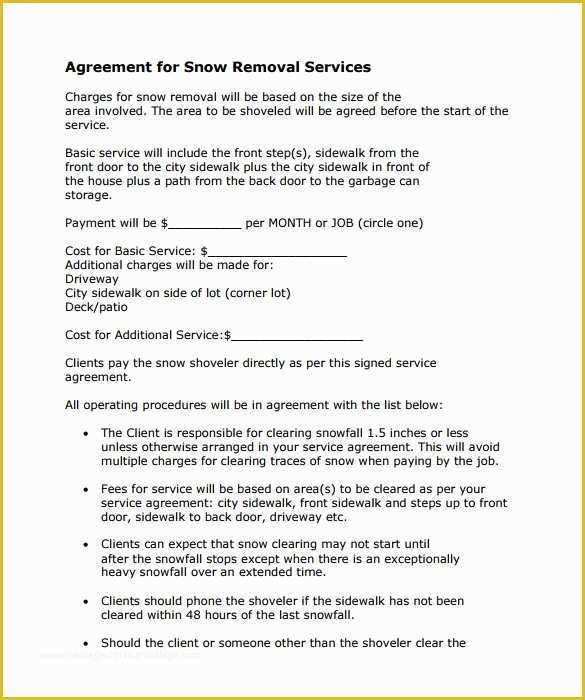 Snow Removal Contract Template Free Of Snow Plowing Contract Template 7 Download Free