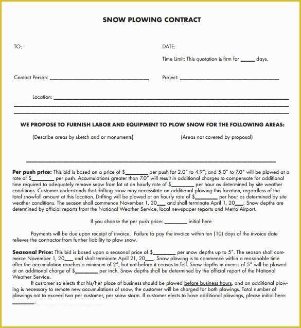 Snow Removal Contract Template Free Of Snow Removal Contract Template Invitation Template