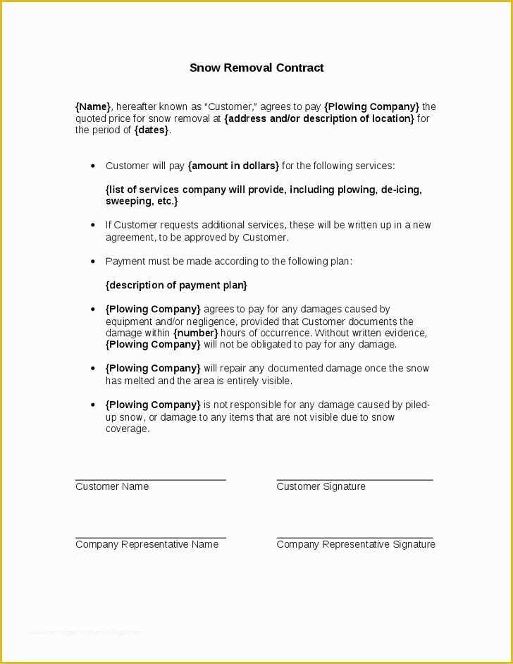 Snow Removal Contract Template Free Of Snow Removal Contract Template