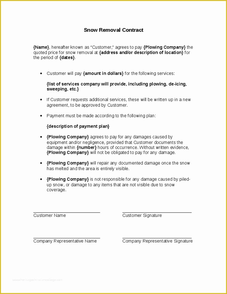 Snow Removal Contract Template Free Of Snow Removal Contract Templates – Emmamcintyrephotography