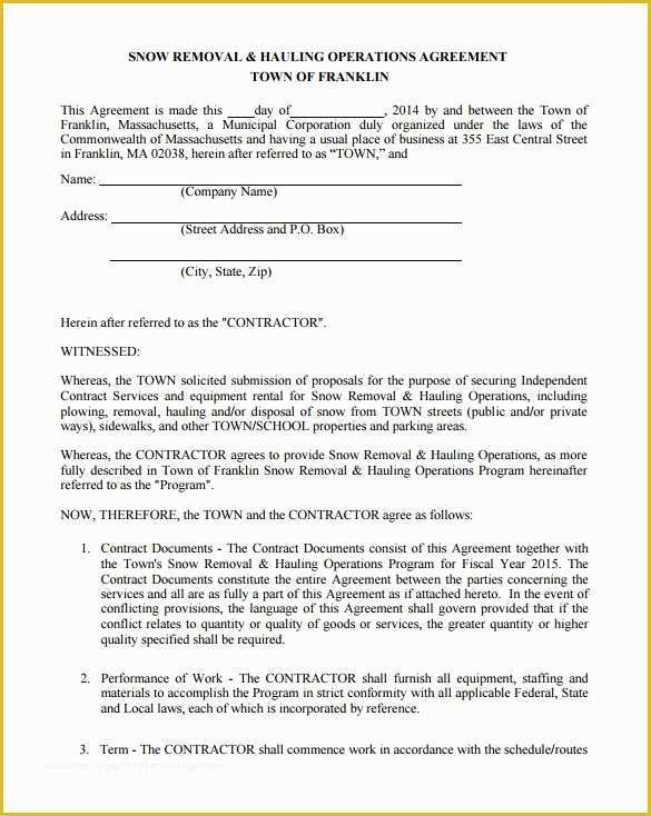 Snow Removal Contract Template Free Of Snow Removal Contract Templates Invitation Template