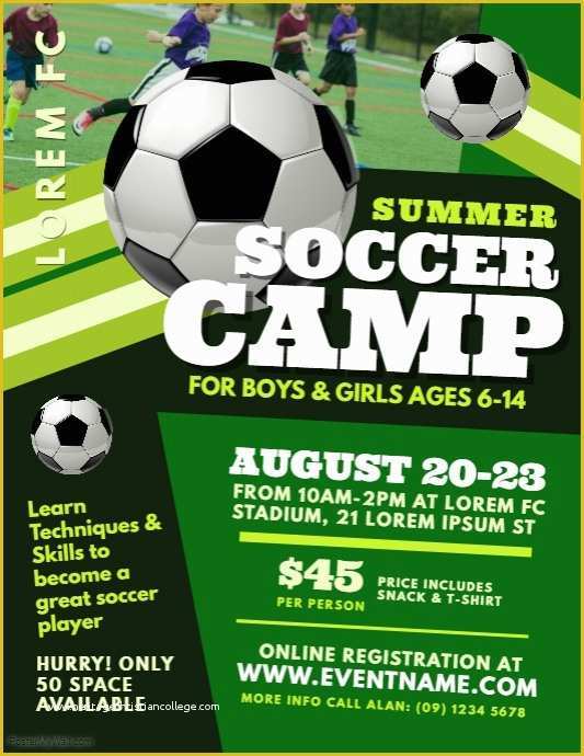 Soccer Flyer Template Free Of soccer Camp Flyer Template