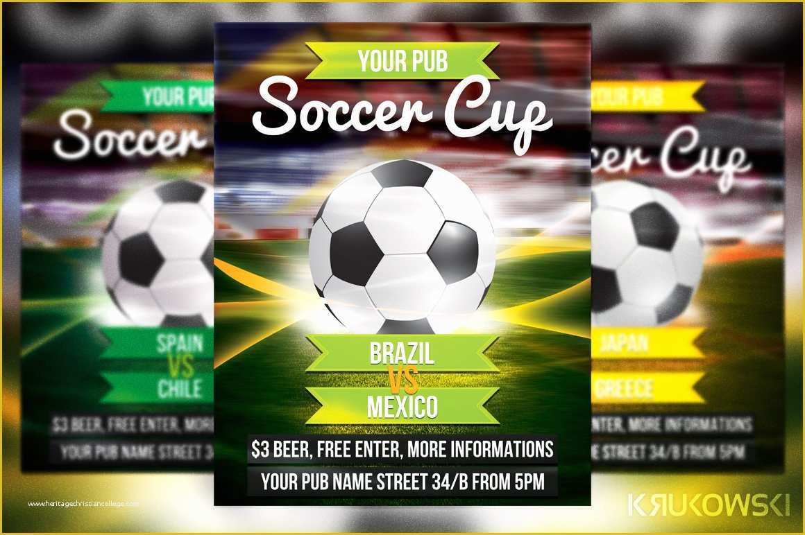 Soccer Flyer Template Free Of soccer Cup Flyer Templates Creative Market