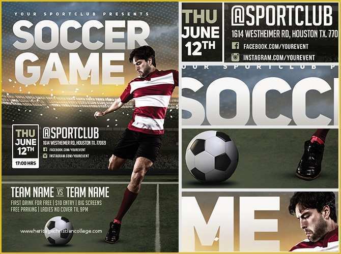 Soccer Flyer Template Free Of soccer Game Flyer Template Flyerheroes