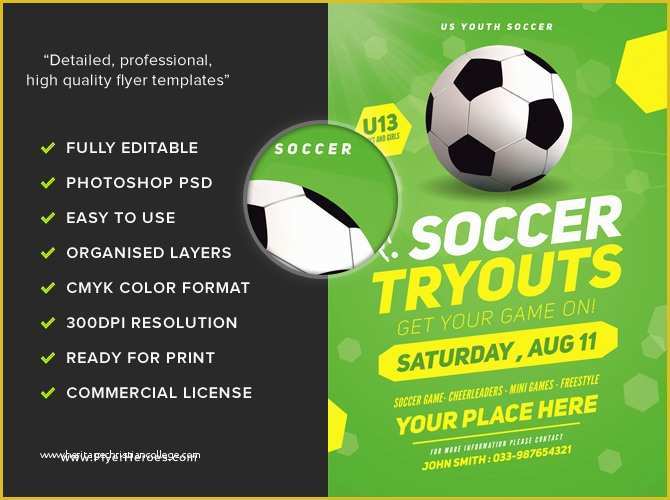 Soccer Flyer Template Free Of soccer Tryouts Flyer Template Flyerheroes