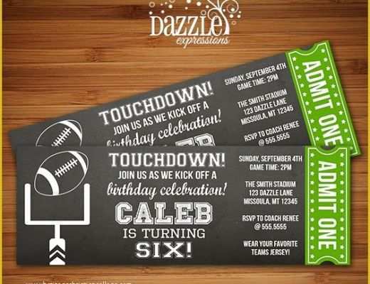 Soccer Ticket Invitation Template Free Of Printable Chalkboard Football Ticket Birthday Invitation