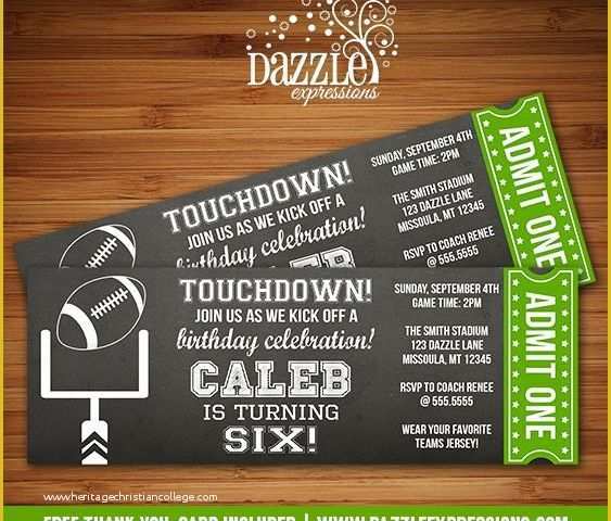 Soccer Ticket Invitation Template Free Of Printable Chalkboard Football Ticket Birthday Invitation