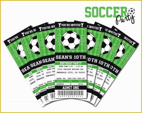 Soccer Ticket Invitation Template Free Of soccer Birthday Party Invitation Ticket Printable