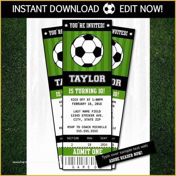 Soccer Ticket Invitation Template Free Of soccer Invitations soccer Ticket Invitation soccer Party