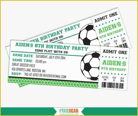 Soccer Ticket Invitation Template Free Of soccer Party Invitation soccer Birthday Invitation