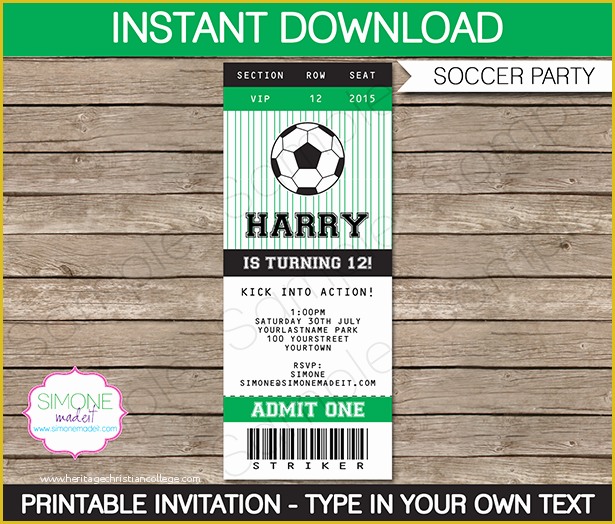 Soccer Ticket Invitation Template Free Of soccer Party Printables Invitations & Decorations