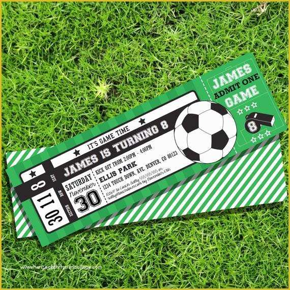 Soccer Ticket Invitation Template Free Of soccer Party Ticket Invitation soccer Invitation Instant