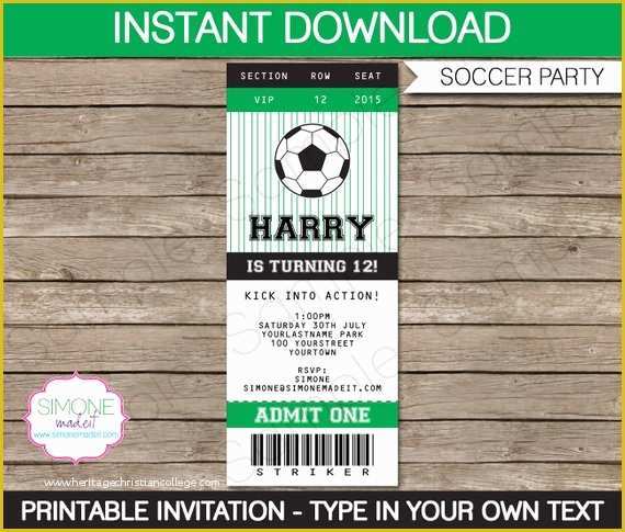 Soccer Ticket Invitation Template Free Of soccer Ticket Invitation Template Birthday Party