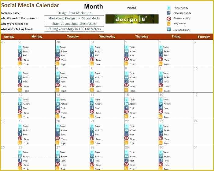 Social Media Calendar Template 2018 Free Of social Media Calendar Printable