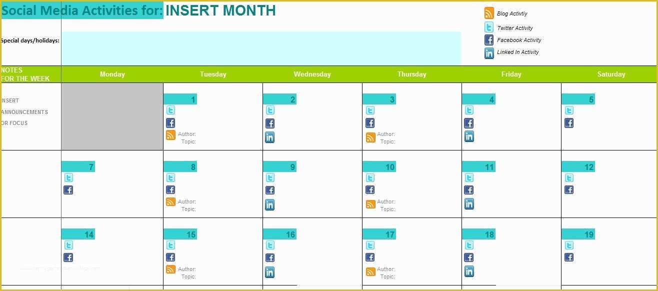 Social Media Calendar Template 2018 Free Of the Best Content and social Media Calendar Templates