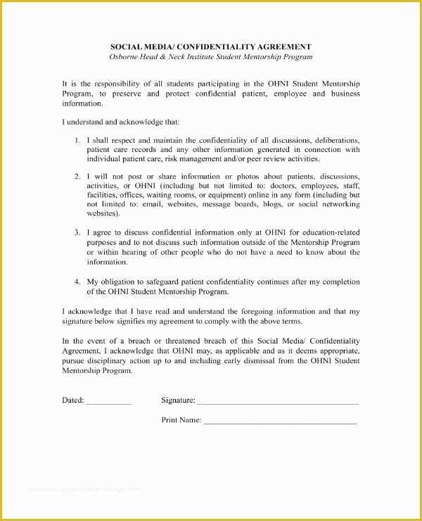 Social Media Contract Template Free Of Non Disclosure Agreement social Media