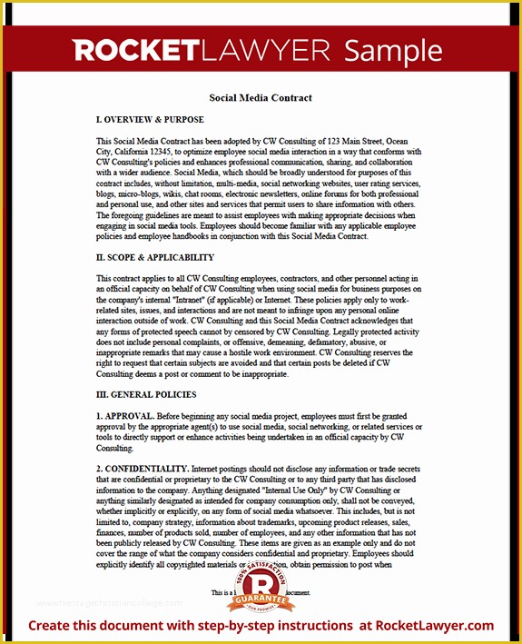 Social Media Contract Template Free Of social Media Contract Pany social Media Contract for