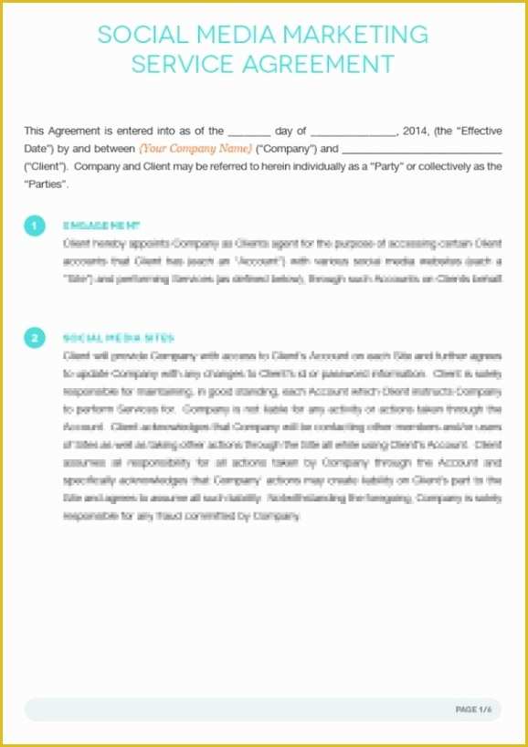 Social Media Contract Template Free Of social Media Contract Templates Word Excel Samples