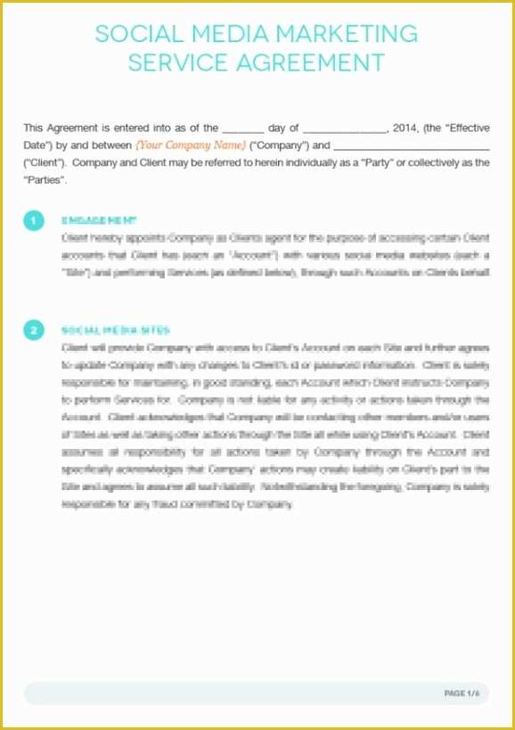 Social Media Contract Template Free Of social Media Contract Templates Word Excel Samples