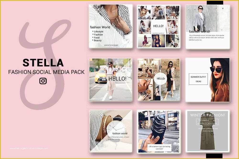 Social Media Design Templates Free Of Fashion social Media Pack social Media Bundle 20 Square