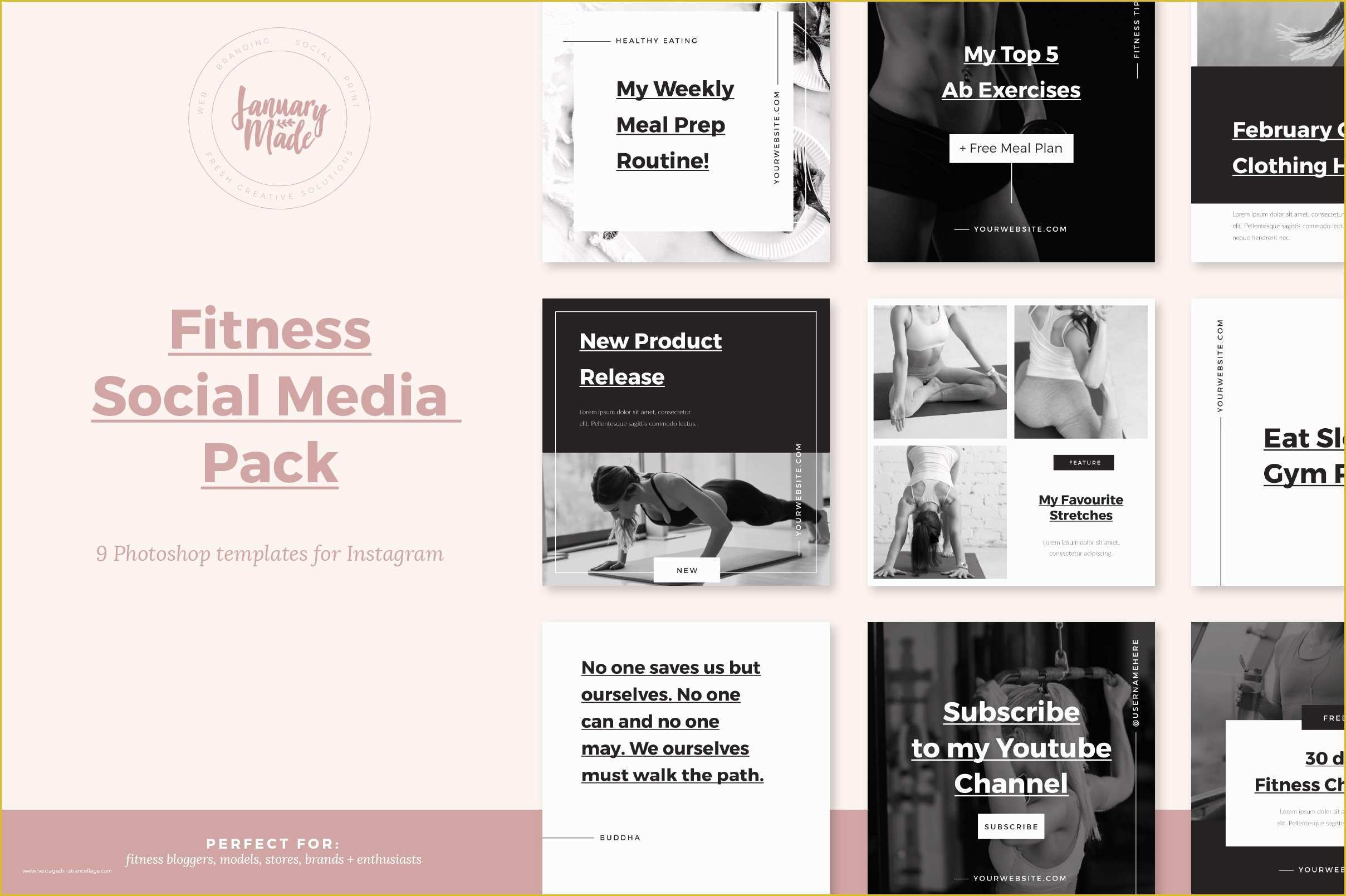 Social Media Design Templates Free Of Fitness Instagram Template Instagram Templates