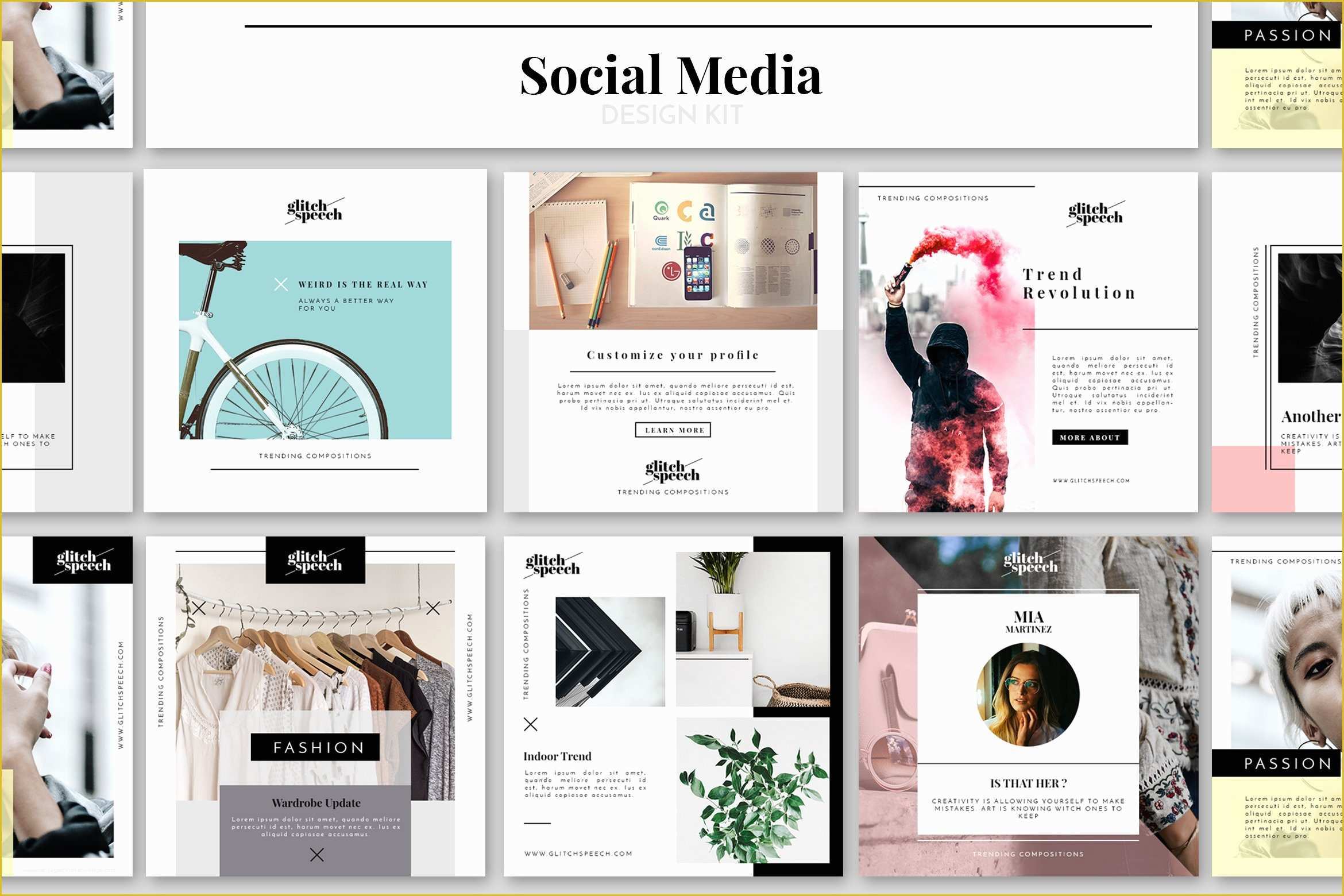 Social Media Design Templates Free Of social Media Design Kit Templates Creative Market