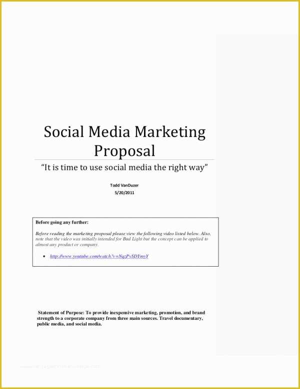 Social Media Marketing Proposal Template Free Of 5 social Media Marketing Proposal Samples &amp; Templates