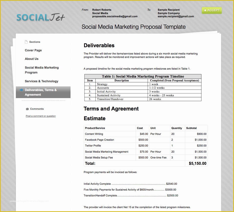 Social Media Marketing Proposal Template Free Of Free social Media Proposal Template