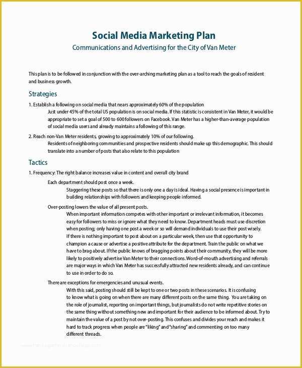 Social Media Marketing Proposal Template Free Of Sample social Media