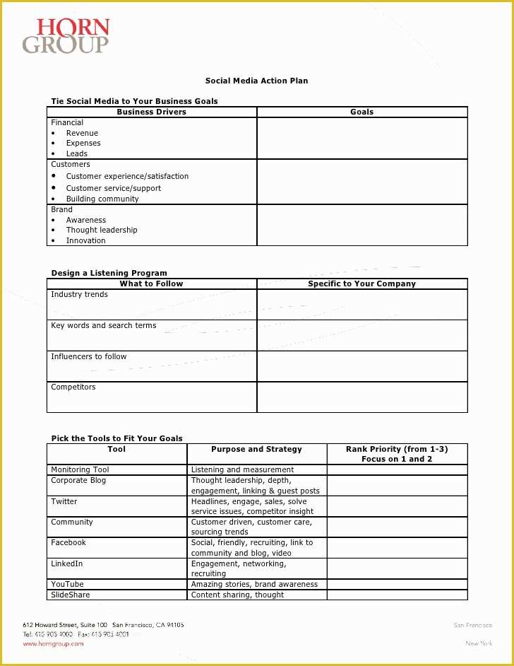 Social Media Plan Template Free Of social Media Action Plan Template