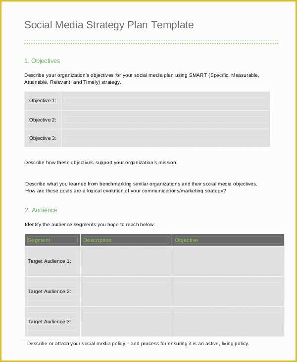 Social Media Plan Template Free Of social Media Strategy Template 7 Free Word Pdf