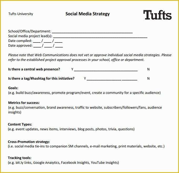 Social Media Plan Template Free Of social Media Strategy Template Pdf