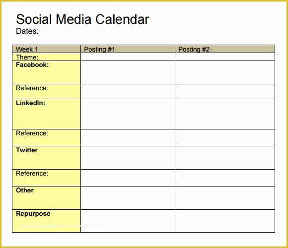 Social Media Post Template Free Of 9 social Media Calendar Templates – Samples Examples