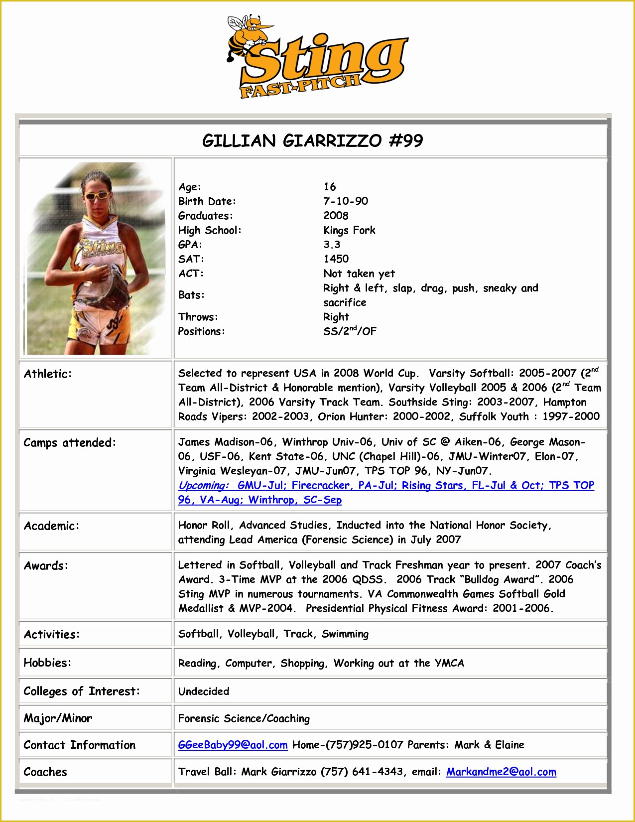 Softball Profile Template Free Of 28 Of High School soccer Player Profile Template