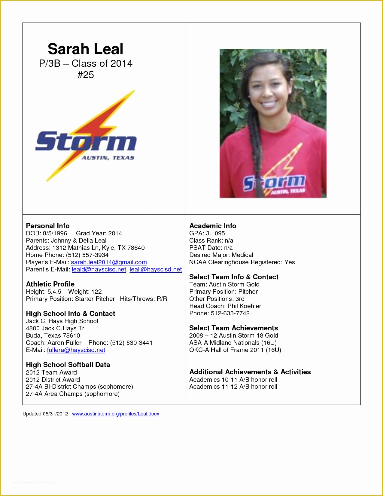 Softball Profile Template Free Of Best S Of athlete Bio Template Football Player