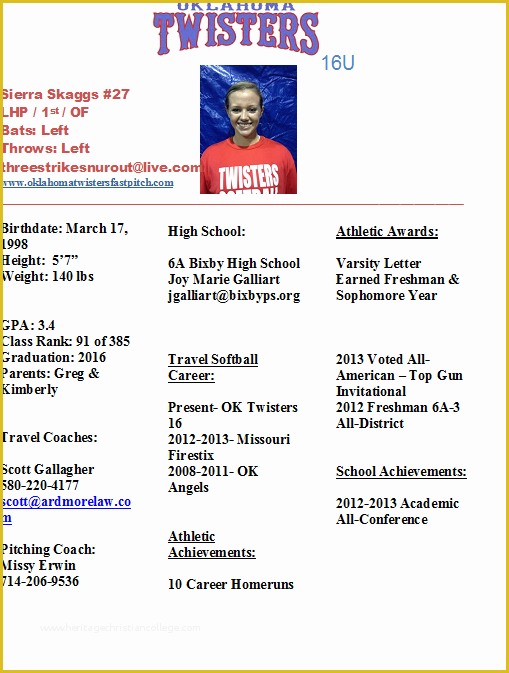 Softball Profile Template Free Of Downloadable softball Profile Sheet Templates to