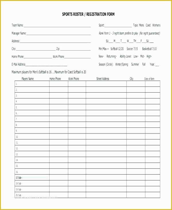 Softball Profile Template Free Of softball Lineup Card Template Blank Baseball Depth Chart